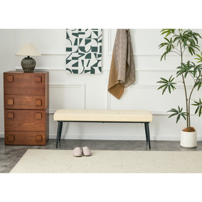 Banc de salle à manger, similicuir, ensemble de 1, blanc cassé, similicuir imperméable