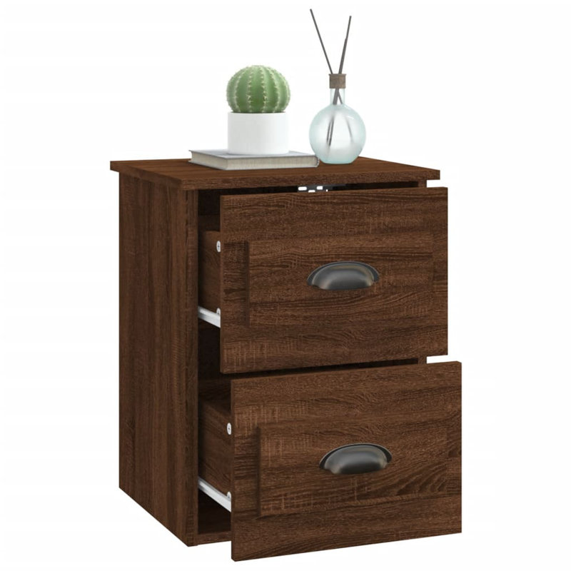 ClassicLiving Wall-Mounted Bedside Cabinet 41.5X36x53cm, Brown, Individual