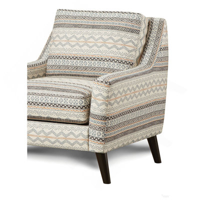 Transitional Style 1Pc Chair Woven Fabric Wooden Legs Sloping Arms Gel Foam Padded Multi Finish