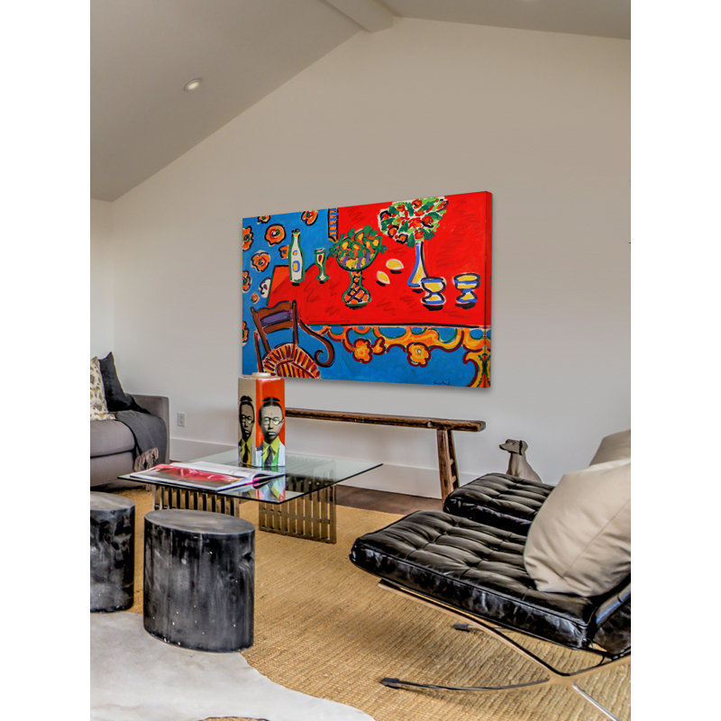 « red table » par wayne ensrud, reproduction d’art sur toile tendue, 30 po x 45 po