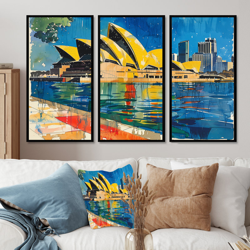 Ensemble de salon Fustré - Australie, H 28 po x l 12 po x P 1 po, Toile avec cadre flottant noir