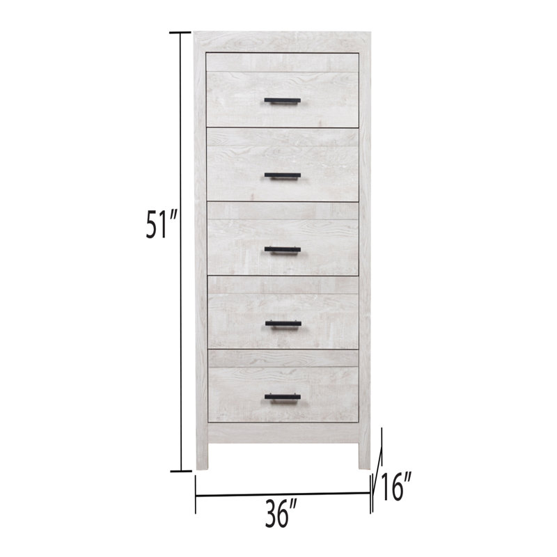 Commode 5 tiroirs de style moderne en bois, Naturel