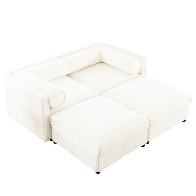Élégante chenille 2 avec rangement: créez un espace de vie luxueux repose-pieds blanc: grand confort et style