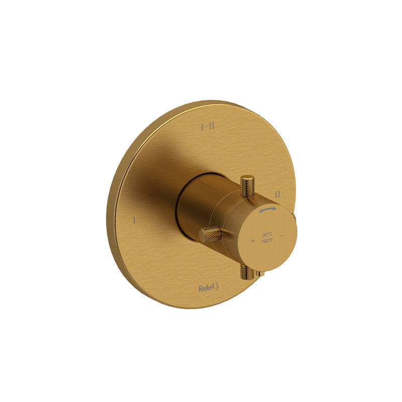 Riu 1/2" Therm & Pressure Balance Trim With 3 Functions, Brushed Gold