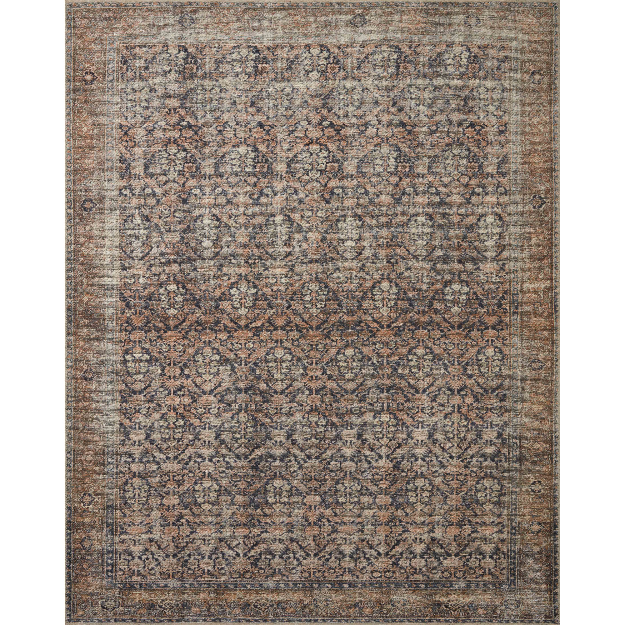 Billie Oriental Ink / Salmon Area Rug, Rectangle 10' x 14'