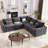 Sectional Sleeper Sofa With Pull Out Bed, Chenille Modular Sectional Sofa L Shaped Couch With Pull Out Couch-1319516955