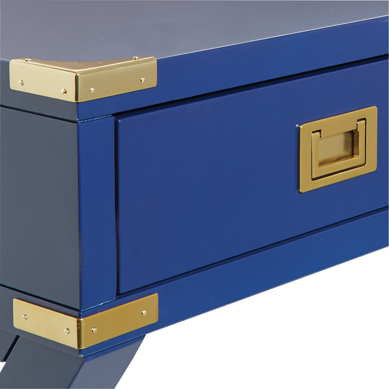 Bureau Harrison avec prises intégrées, Bleu