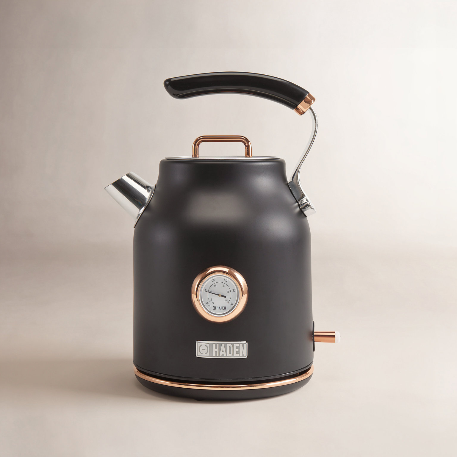 HADEN Dorset Stainless Steel Electric Kettle, Black/Copper