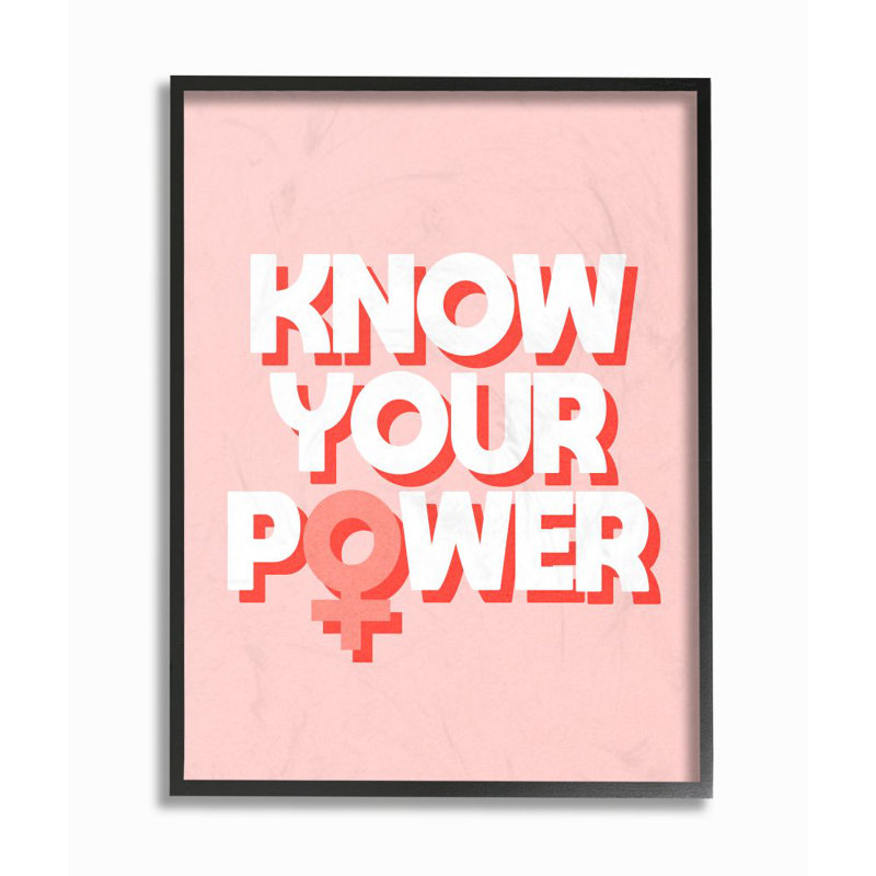 «Know Your Power» par Daphne Polselli, reproduction d'art texturée, Giclée encadrée noir minuit, H 14 po x l 11 po x P 1,5 po