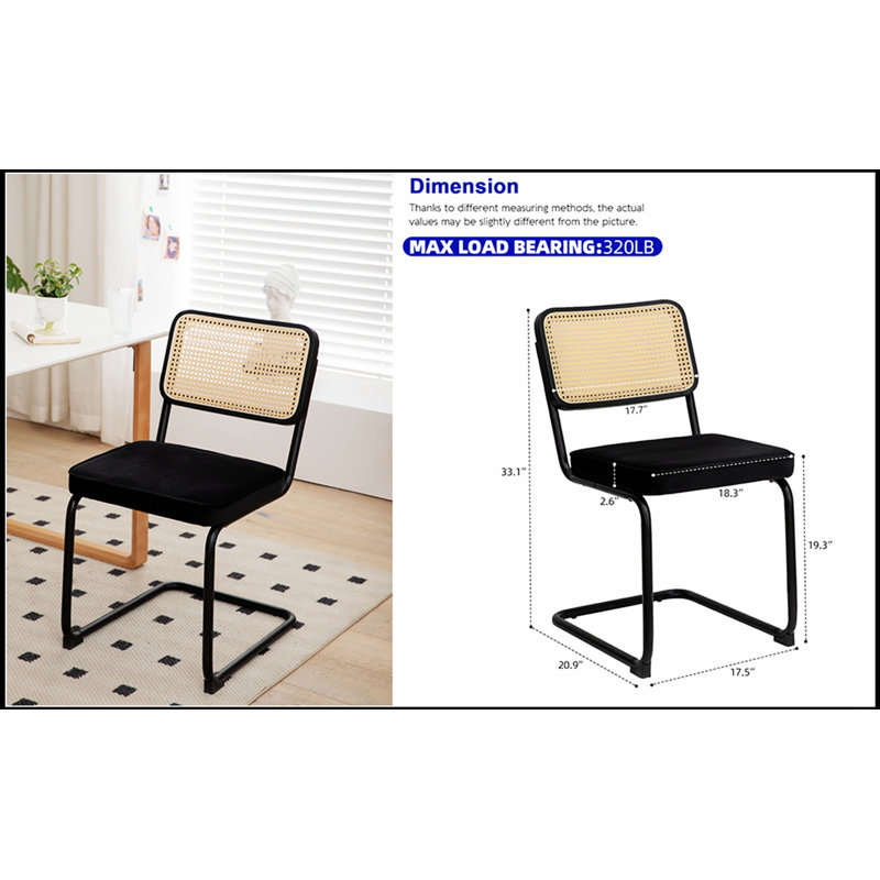 Ensemble de 2 chaises de salle à manger Nikki Collection, modernes et haut de gamme, capitonnées, en bois massif, revêtues de velours, avec pieds en bois et garniture cloutée.