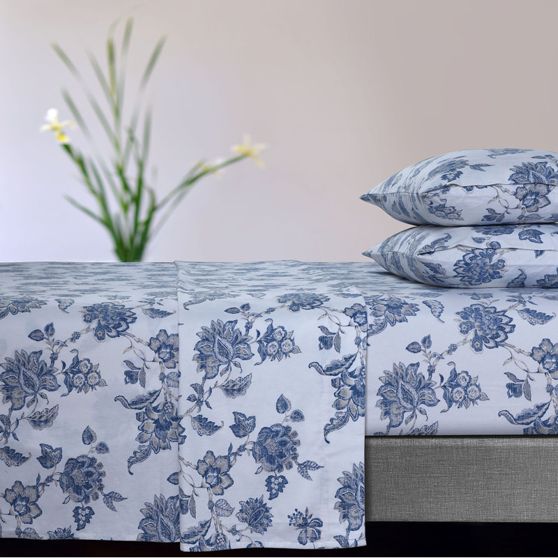 Ayana Flannel Sheet Set, Blue, Queen + 2 Pillowcases
