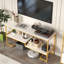 Meuble télé pour téléviseur de 60 po ou moins, console avec tablettes de rangement ouvertes, meuble multimédia industriel pour salon, chambre à coucher, brun-935227966