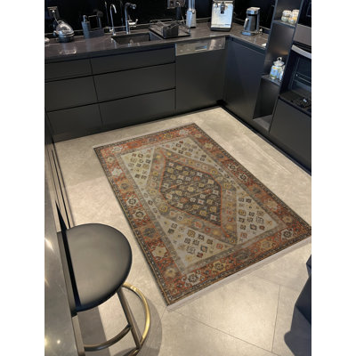 Tapis décoratif rétro à motif traditionnel beige