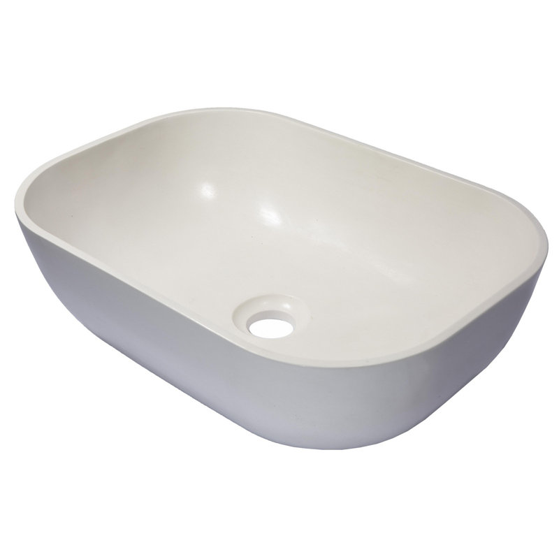 Concrete Rectangular Vessel Bathroom Sink, White