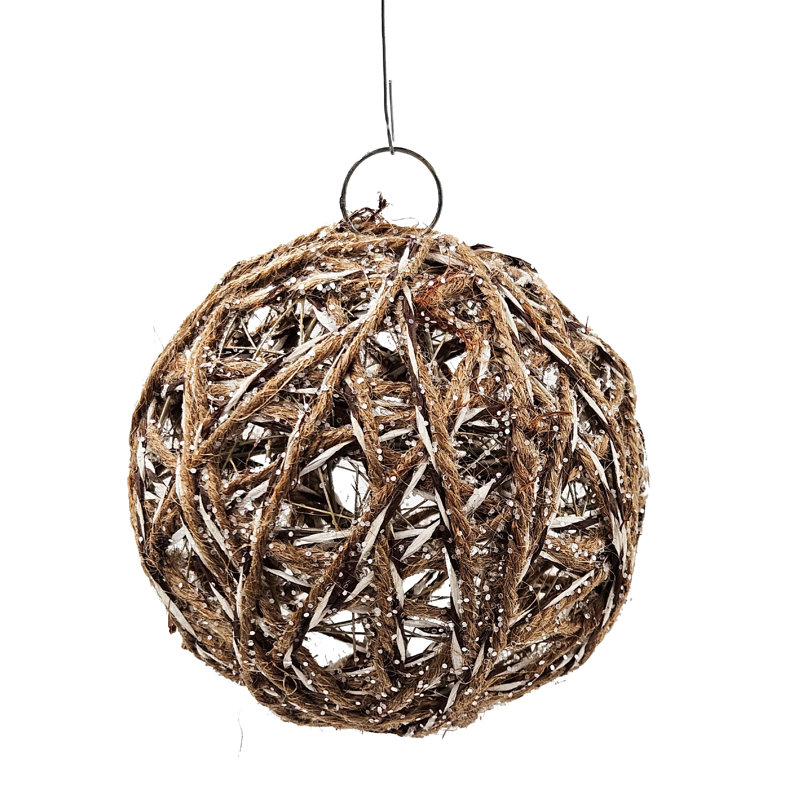 Rattan Ball Hanging Ornament  Set of 12  5"Dia.  Brown