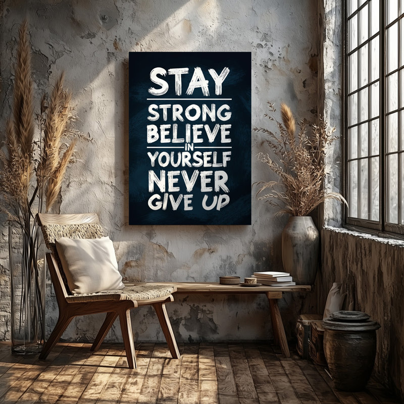 Toile, "Design a Bold And Motivation", art typographique mettant en vedette l'art mural "STAYS FORY Believe In YouSelf And Never Ever Off"