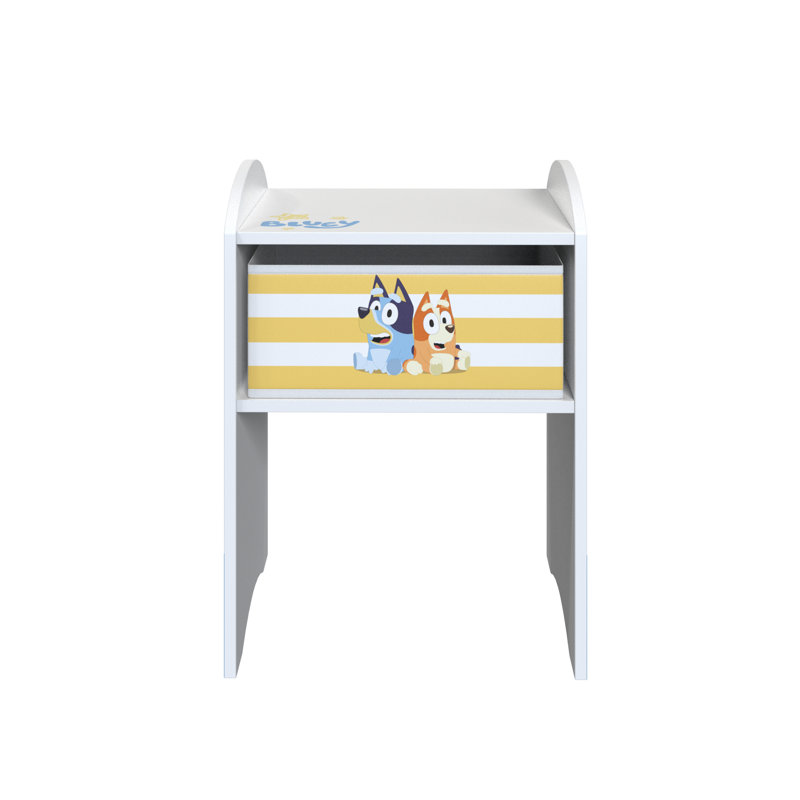 Bluey Bedside Table - Sturdy Engineered Wood Construction, Small Side Table with Drawer for Kid's Bedroom