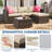 Versatile 5-Piece Outdoor Patio Furniture Set – All-Weather Brown Four-Line Rattan Sectional Sofa with Khaki Cushions, Red Pillows, Glass Coffee Table & Ottoman – For Garden, Backyard, Poolside – Brown four-line rattan + khaki cushion + red pillow-167960405-167960407