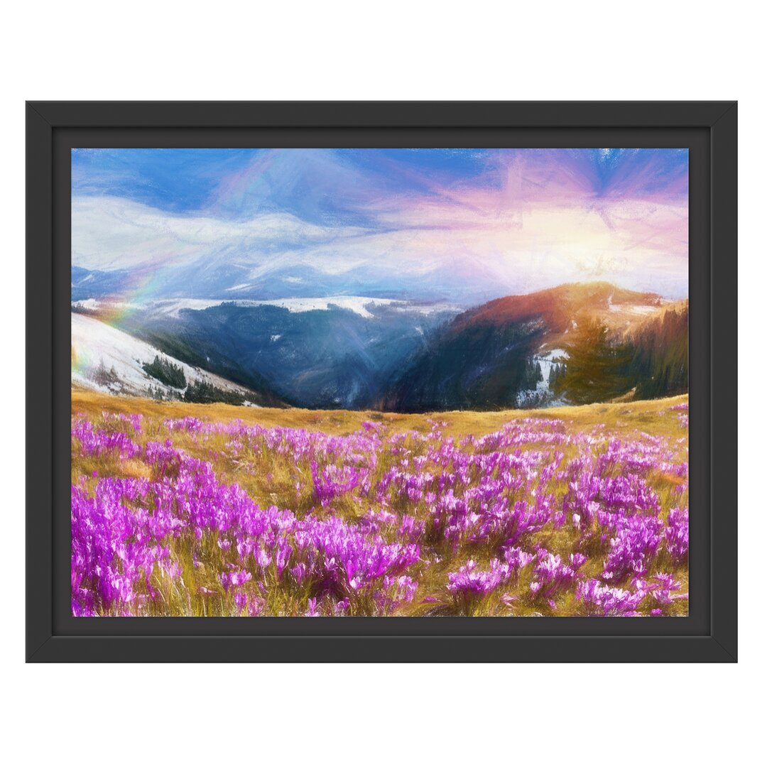 Gerahmtes Wandbild Berglandschaft Regenbogen