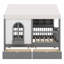 Lit House avec 2 grands tiroirs, bibliothèque latérale avec bande DEL-287964172