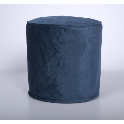 Pouf de plancher en velours bleu, coussin de 16 x 16 x 16 po, capacité de 200 lb, nettoyage des taches, bourre de perles bleues, 16 po x 16 po x 16 po, et limite de poids de 200 lb,