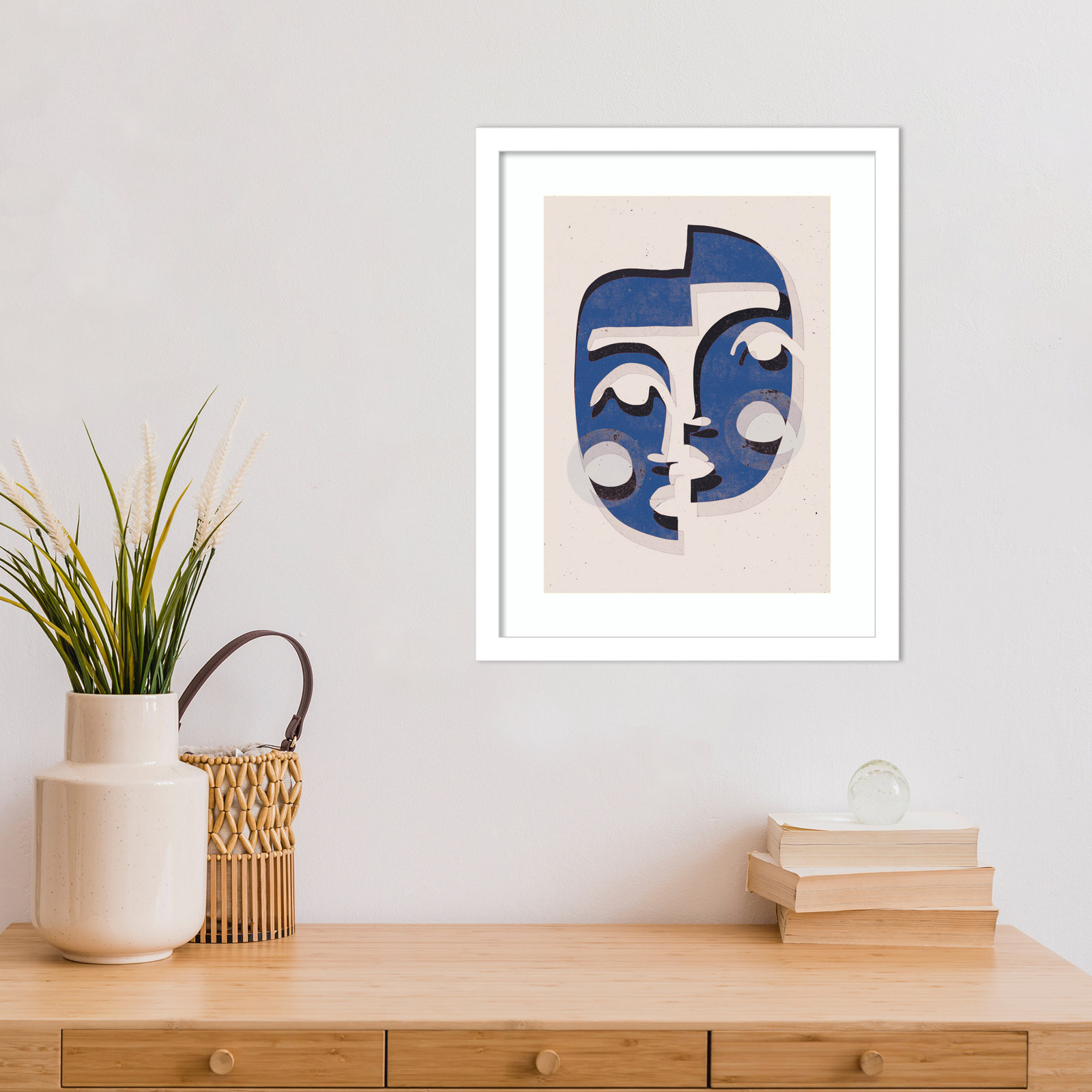 Galya "The Blue Mask" Print by Treechild, 17" H x 14" W, White