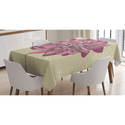 Ambesonne boho nappe, fleur dahlia rétro avec murky grunge motif de bohémien, housse de table rectangulaire pour la cuisine de salle à manger décoration, 52 po x 70 po, kaki mauve
