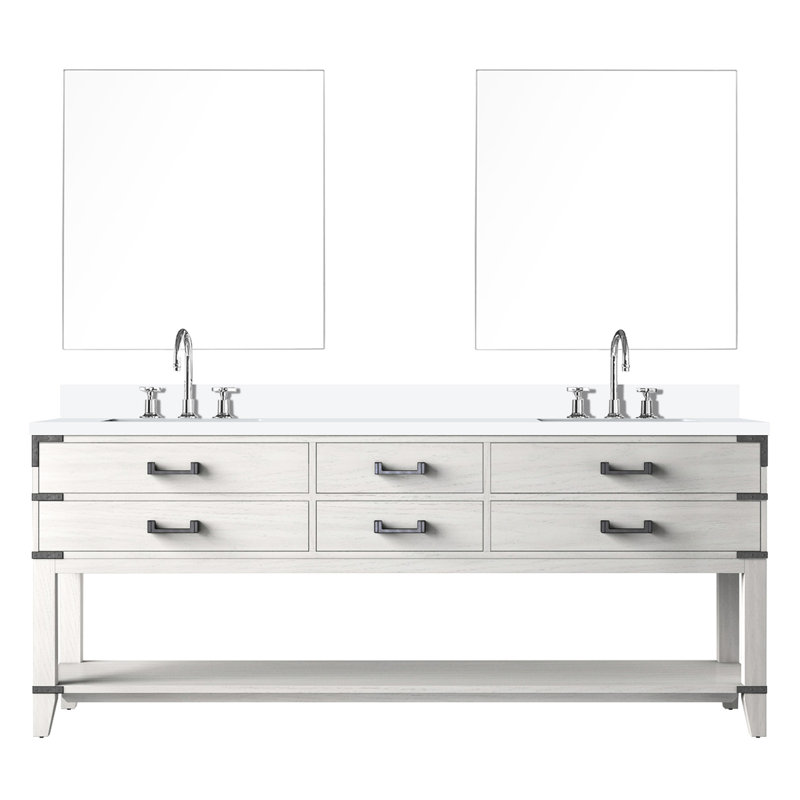 Double 36 po L x H H avec miroir et meuble-lavabo en chêne blanc
