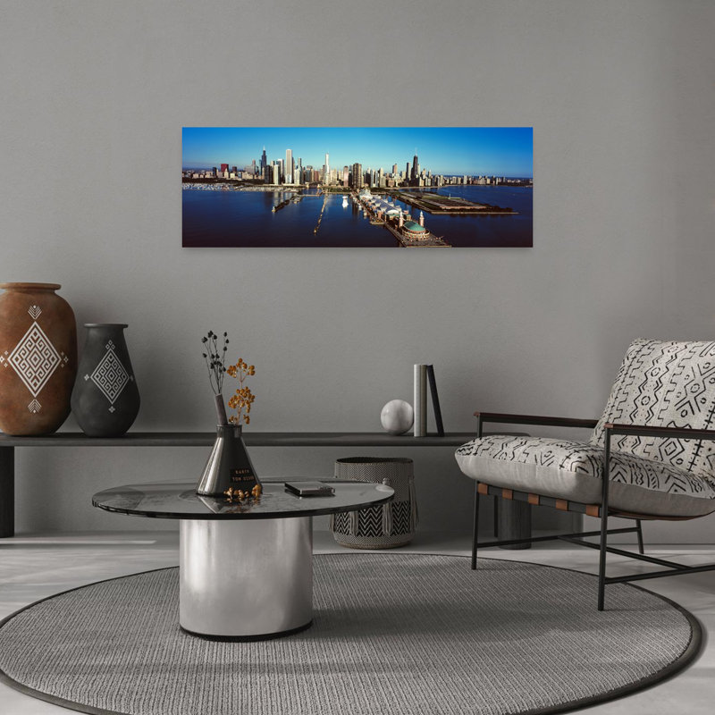 Pier on a lake Navy Pier Lake Michigan Chicago Cook County Illinois USA 1 Piece Wrapped Canvas Panoramic Wall Art