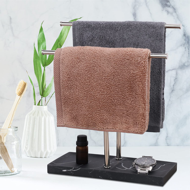 Porte-serviettes Double T, Noir / argent