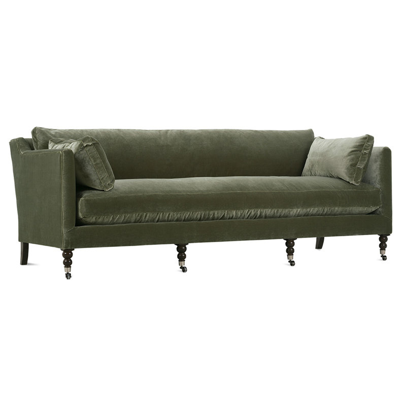 Madeline Sofa, Sage, Chocolate, 34"H x 90"W x 40"D