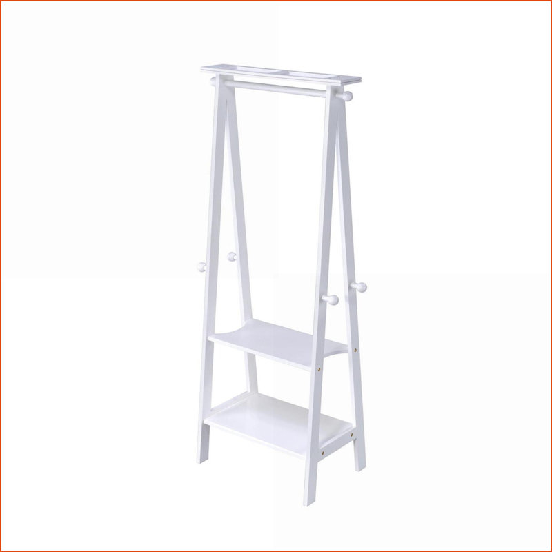 Coat Racks, 59” Tall Standing Garment Rack with Storage Shelves | White | Coat Racks