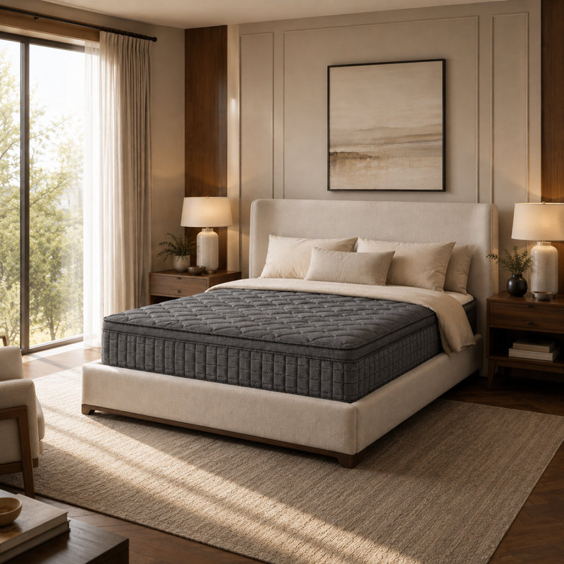 Matelas hybride gris 12 pouces pour très grand lit, King