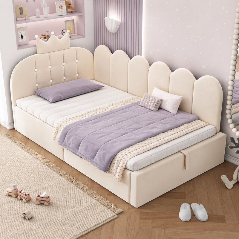 Upholstered Ottoman Bed, Beige