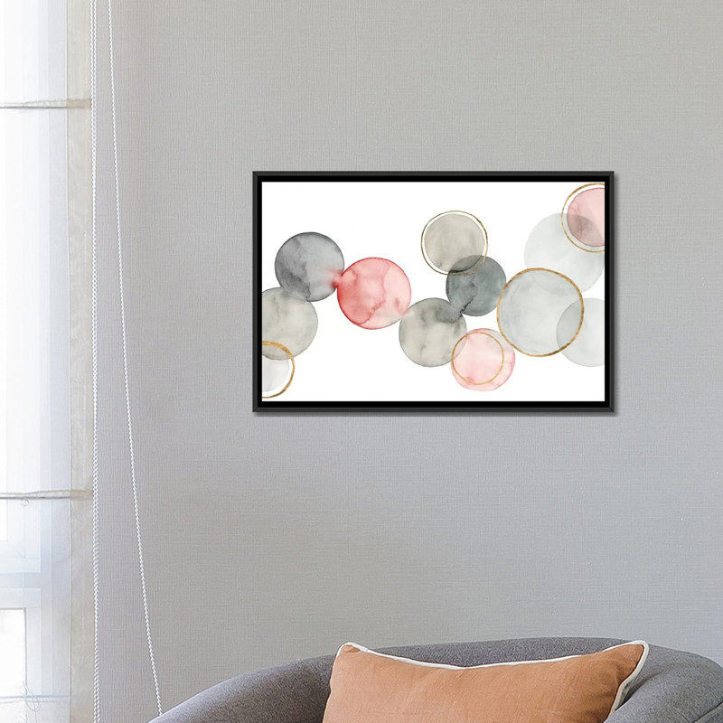 « gilded sphères i », impression sur toile, H 18 po x l 26 po x P 1,5 po, Toile avec cadre noir, Pas de tapis
