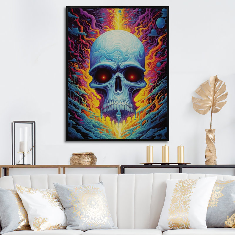 «Mind Blowing Alien Skull Funky Halloween», reproduction, Gold Picture Framed, 32" H x 24" W