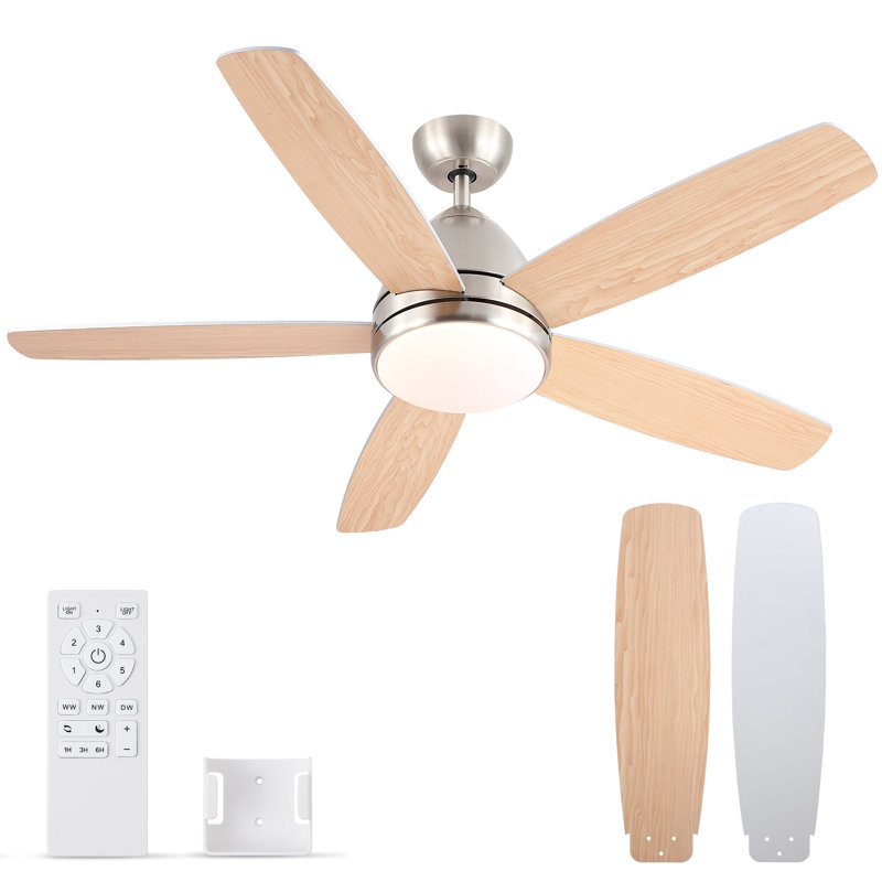  52 in. Indoor Brushed Nickel Smart Ceiling Fan with Integrated LED Light Kit, Work With Tuya APP,Smart Assistant Devices