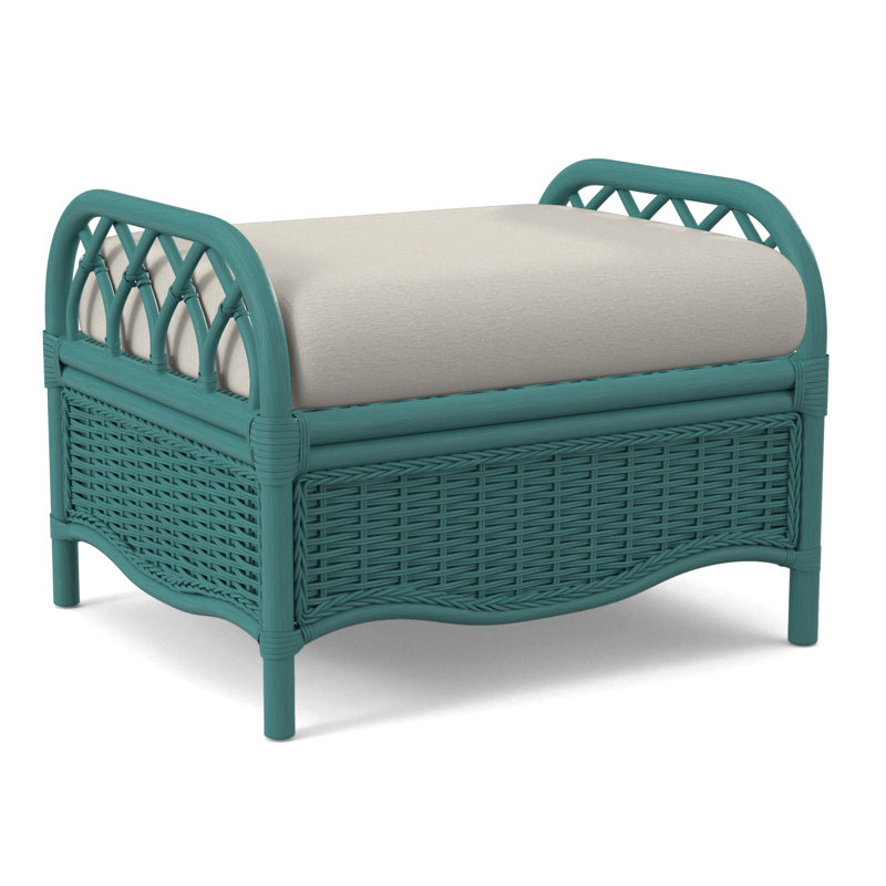 Everglade Ottoman, Honey, White Performance Fabric; 0851-94