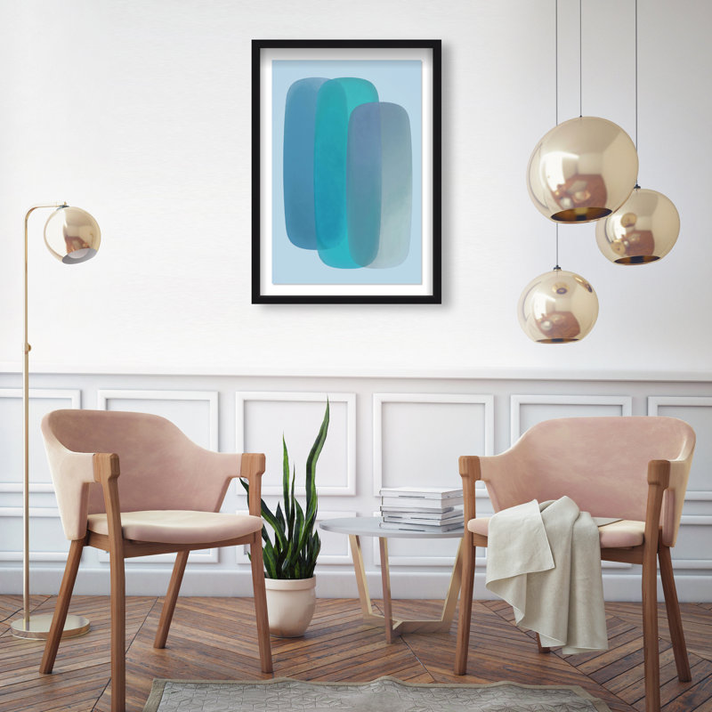 Teal Gradients Print by Oliver Gal, 25.5"H x 17.5"W, Black Shadowbox