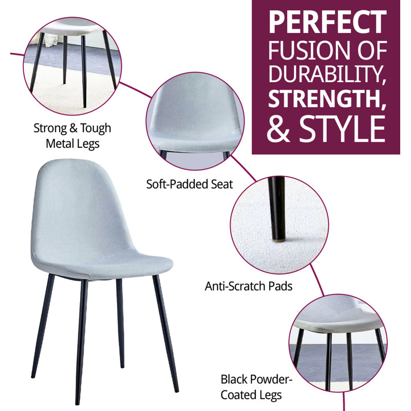 Mose 45cm H Fabric Upholstered Metal Upholstered Back Side Chair in Grey, Black, 2