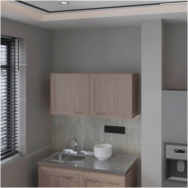 Armoire de cuisine avec 2 portes Nakya, chêne blanc
