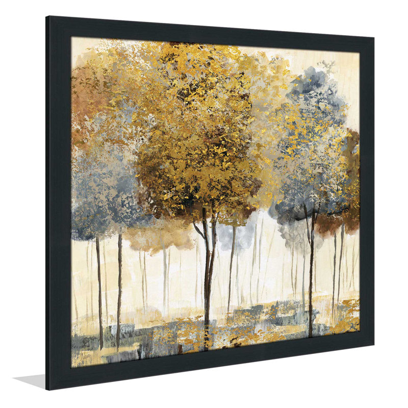 «Metallic Forest I», reproduction de peinture acrylique, H 25,5 po x l 25,5 po x P 1 po, Cadre espresso