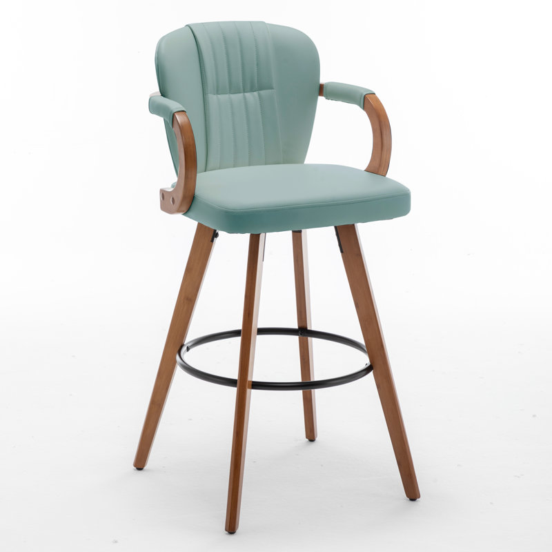 Swivel Upholstered Counter Stool, Green, Bar Stool (76.2cm Seat Height)