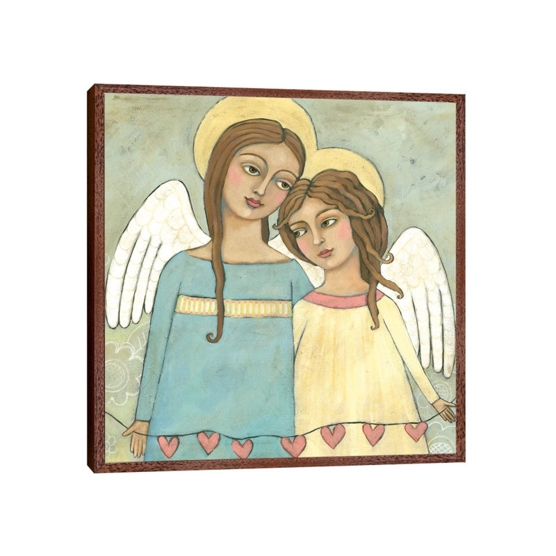Sisters, Too 1 Piece Painting on Canvas, 93.98 cm H x 93.98 cm W, Classic Brown Wood Framed