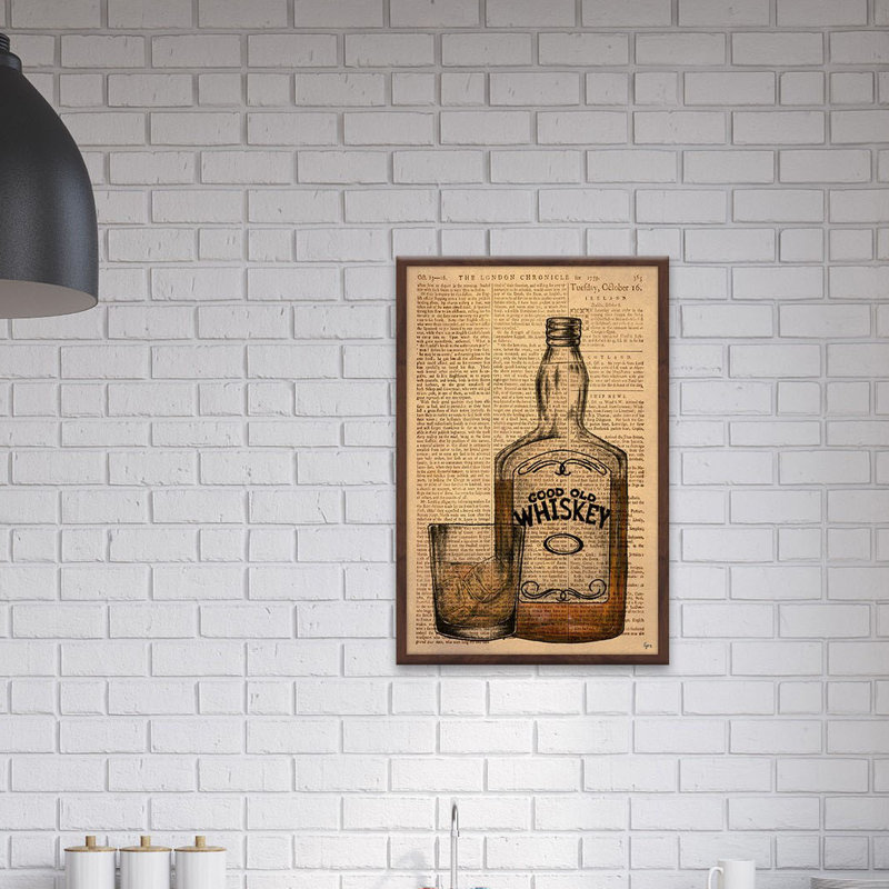 «Whiskey on the Rocks», reproduction d'impression encadrée, H 18 po x l 12 po x P 1,5 po