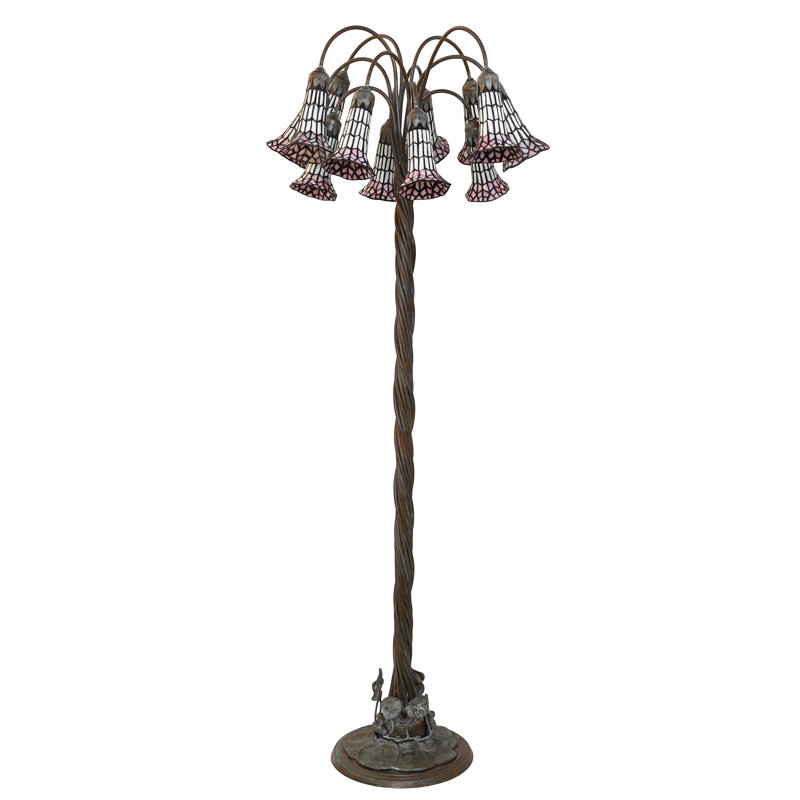 Tiffany Pond Lily Floor Lamp, White/Pink