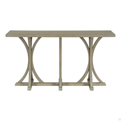 U-Style 59.8'' Wooden Console Table With Oak Veneer Top,Farmhouse Entryway Table With Rubber Wood Slender Curved Legs,Perfect For Living Room,Entryway,Hallway, Dining Spaces.