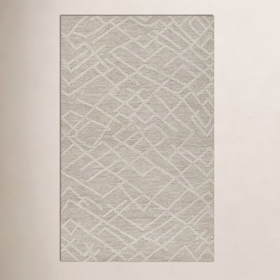 Beige Hand-Tufted Abstract Wool Rug