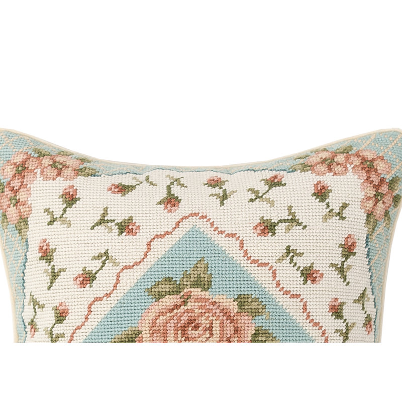 Morning Rose Needlepoint Pillow