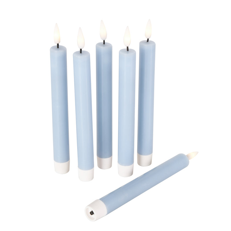 Wax Indoor and Outdoor Flameless Pillar Candles with Remote Control, Light Blue, 8.25" x 0.90" Pillar
